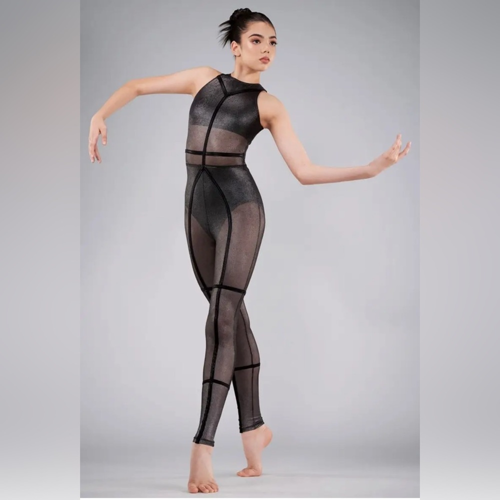 Weissman Black Sheer Unitard Costumer